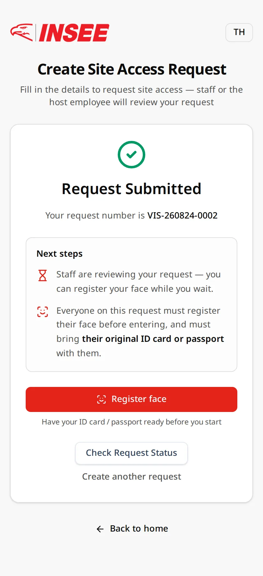 Request submitted